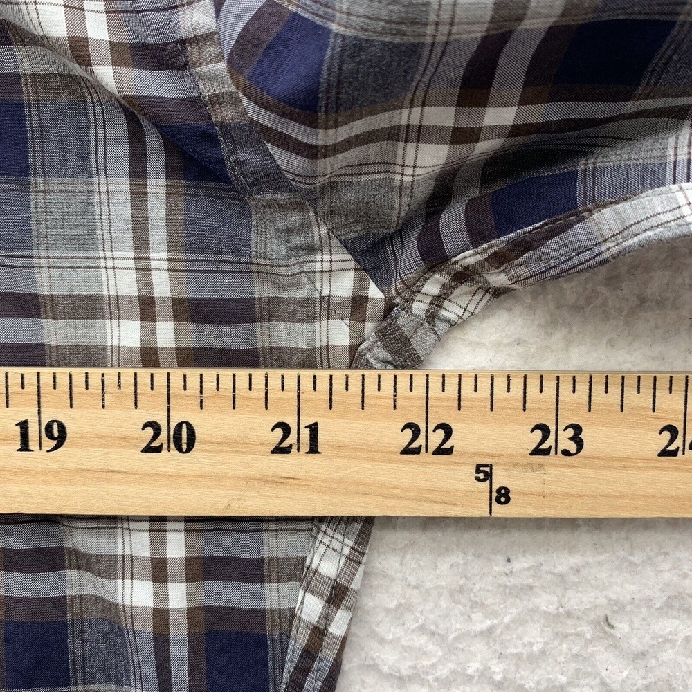 Peter Millar Button Up Shirt Mens Medium Gray White Plaid Golf Preppy Dad Sports - Picture 9 of 12